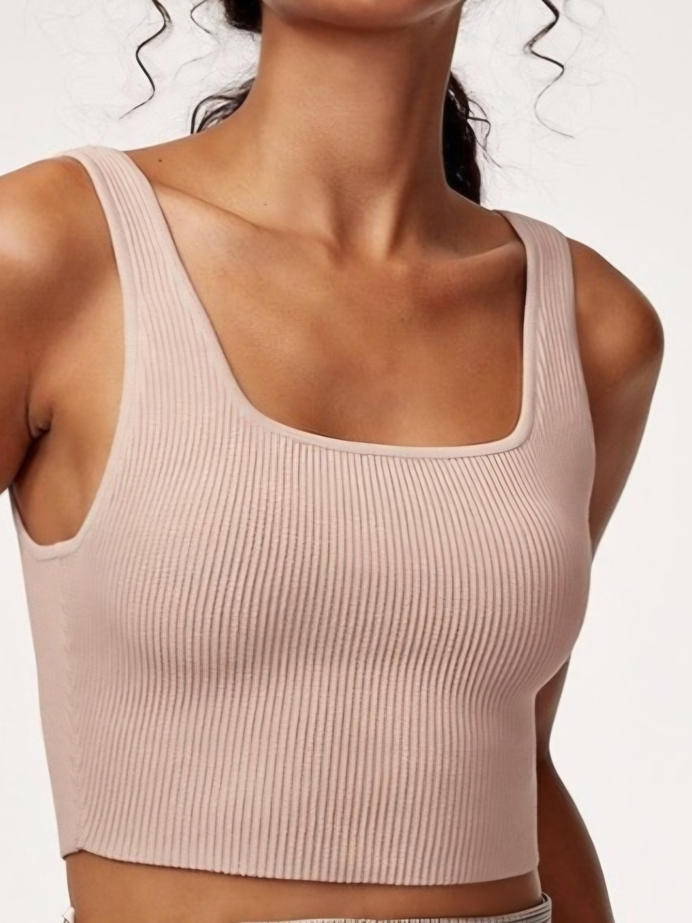 Babaton Aritzia Ribbed Square Neck Crop Tank in Halo Pink